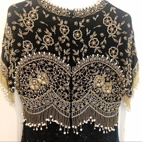 Vintage Black Tie He-ro Industries Beaded Dress - Picture 5 of 6